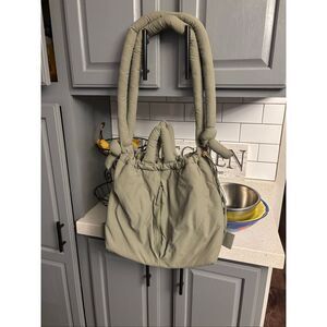 Quilted Olive Green Shoulder Bag - Casual Tote